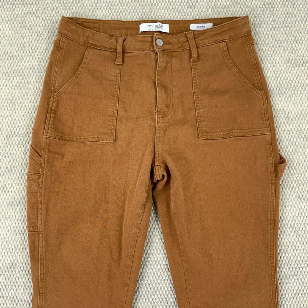 Judy Blue Jeans Women 11 30 Slim Fit Carpenter Brown Denim Straight Work Wear B5